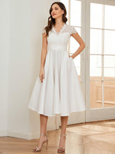 Elegant V-neck Lace A-line Wedding Guest Dress with Pockets
